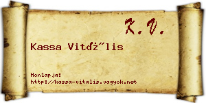 Kassa Vitális névjegykártya